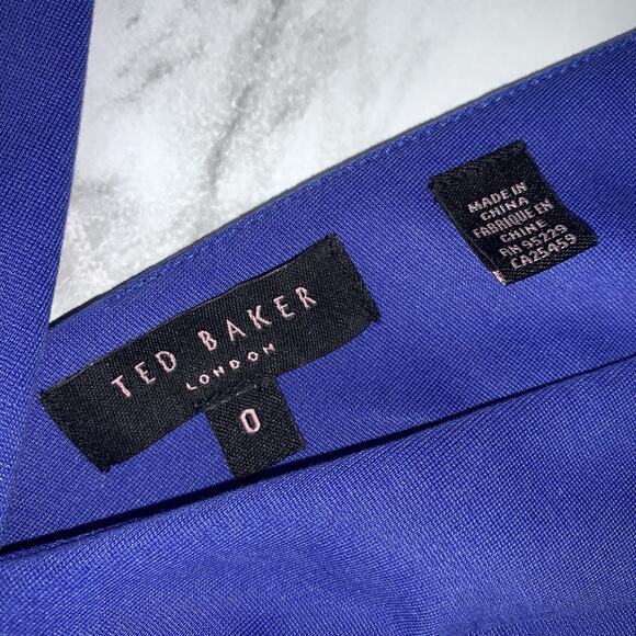 Ted Baker Dress Womens Size 0 Blue Bodycon Cocktail Mini Body Shaping Fitted - Picture 7 of 13
